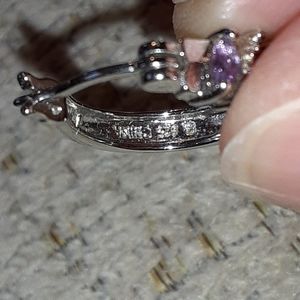 Silver amethyst and diamond earrings